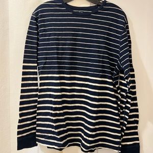 JCrew Women’s Striped Long Sleeved Tee - Navy Blue Size M
